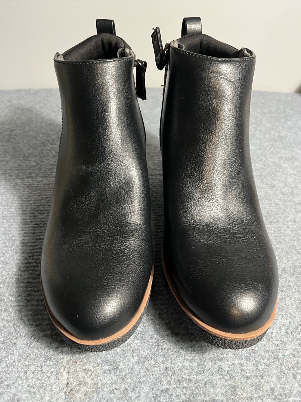 Dr. Scholl's Black Leather Ankle Booties with Contrast Sole